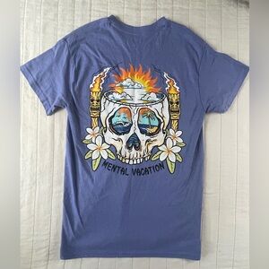 Retrofit Mental Vacation Tiki Skull Tee Purple Small (see notes re sizing)